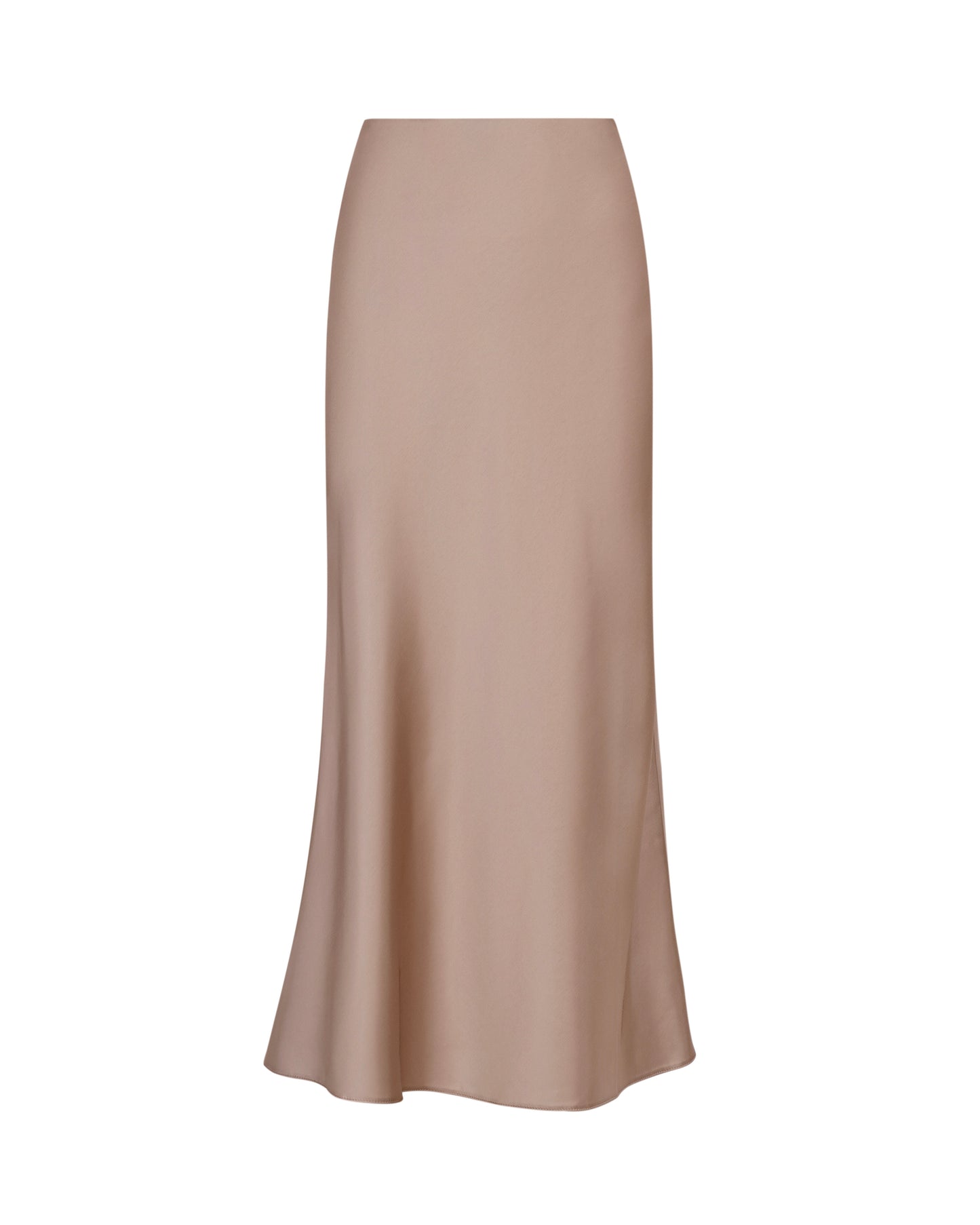 Midi-length satin skirt