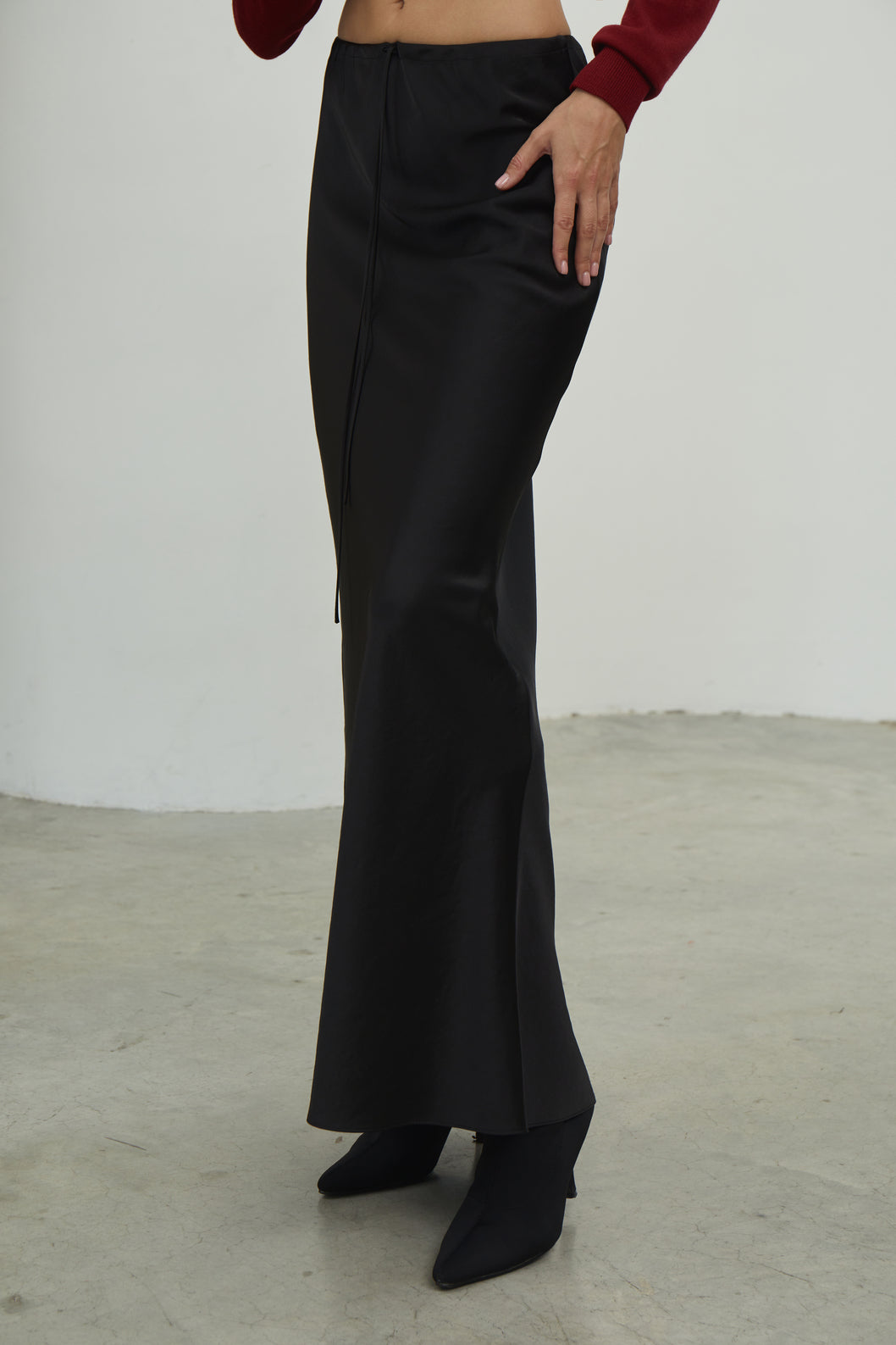 Satin maxi length skirt