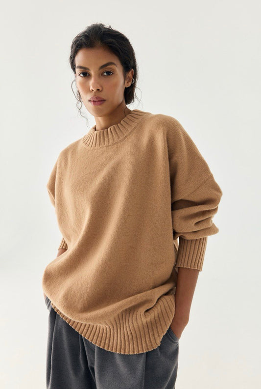 Светр з кашеміру та мериносової вовни в карамельному кольорі